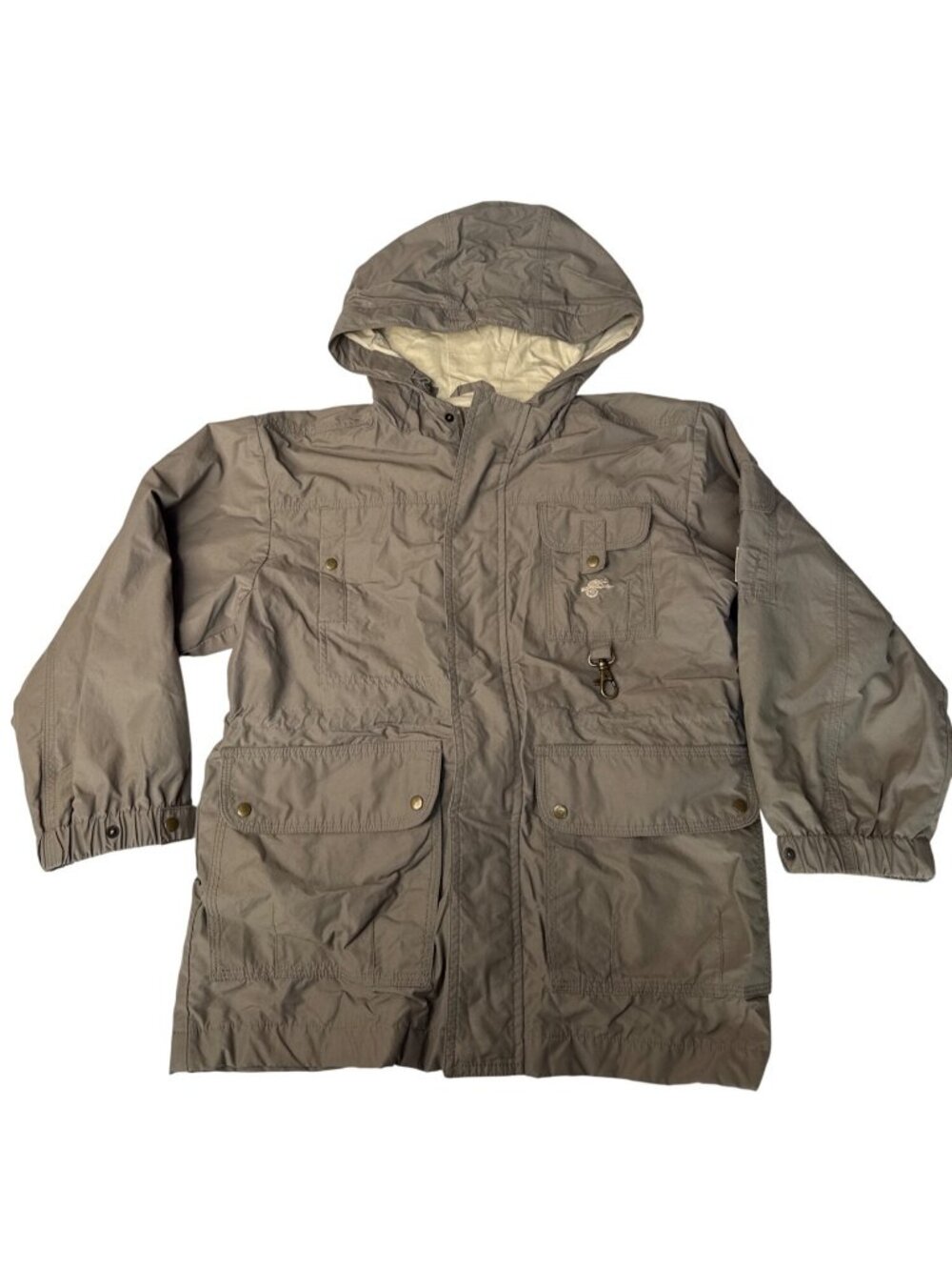 Jacadi Kids Parka Jacket With Hood Size 8 Gray Cotton Blend With Multiple Pocket